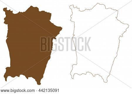 Penang Island (malaysia, Malay Archipelago) Map Vector Illustration, Scribble Sketch Pulau Pinang Ma