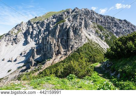 Mountainous Landscape Near Malbun Village Of Liechtenstein.