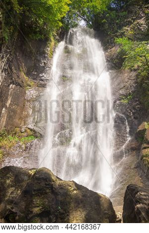 Makhuntseti Waterfall, One Of The Highest Waterfalls In Ajara. Point In A Acharistsqali River, Where
