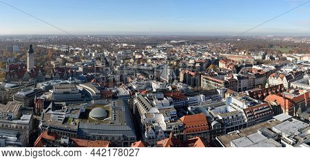 Aerial View Over Leipzig City In Germany.