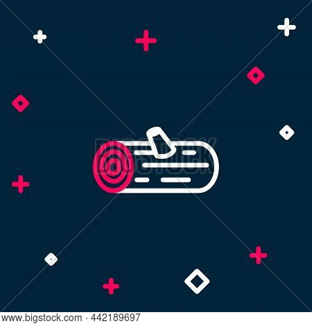 Line Wooden Logs Icon Isolated On Blue Background. Stack Of Firewood. Colorful Outline Concept. Vect