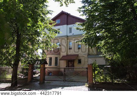 Kaliningrad, Russia - July 31 2019: Exterior View Of Residential Building In Amalienau District On J
