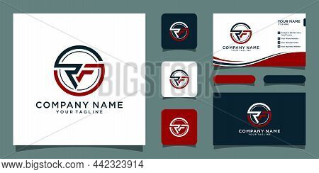 Rf Initial Letters Loop Linked Circle Monogram Logo With Business Card Design, Vector Illustration