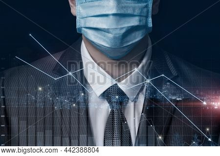 Loss Concept And Financial Fall Chart During Pandemic And Crise .