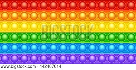Colorful Silicone Anti-stress Pop It Toy Texture, Pattern. Trendy Sensory Game For Children. Rainbow
