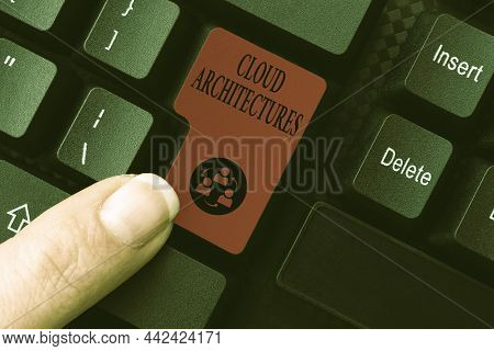 Hand Writing Sign Cloud Architectures. Business Overview Various Engineered Databases Softwares Appl