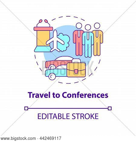 Travel To Conferences Concept Icon. Sending Employees To Skillshare Event Abstract Idea Thin Line Il