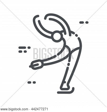 Vector Winter Sport Line Icon. Figure Skating Competition Symbol Isolated On Transparent Background.