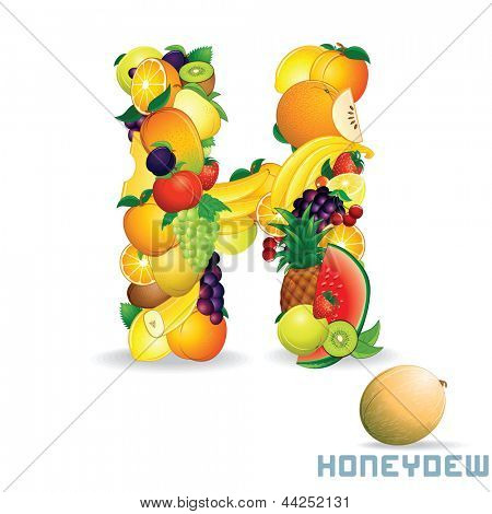 Alphabet de vecteur de fruits. Pour la lettre H fruits est le miellat.