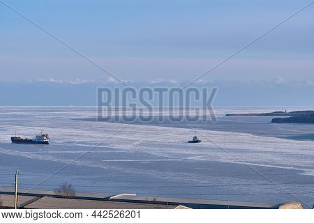 Vanino, Russia - Jan 18, 2021: Ships In The Port Of Vanino.