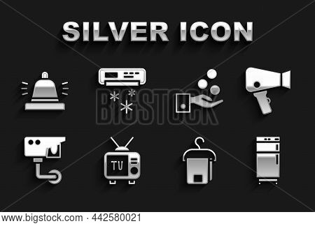 Set Retro Tv, Hair Dryer, Refrigerator, Towel On Hanger, Security Camera, Paying Tips, Hotel Service