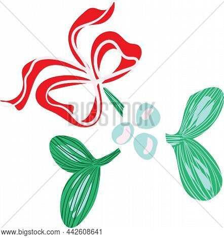 A Christmas Mistletoe Vector With Red Robbon Bow