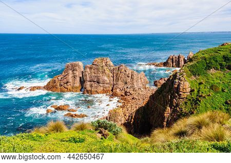 Dramatic Granite Rock Structures Below The Pinnacles Lookout At Cape Woolamai - Phillip Island, Vict