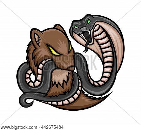 Mongoose And Cobra Icon On A White Background.