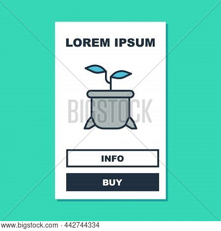 Filled Outline Plant In Pot Icon Isolated On Turquoise Background. Plant Growing In A Pot. Potted Pl