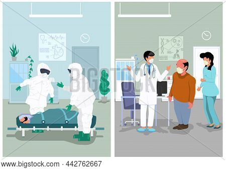 Medical Illustration Of Doctor's Office And Hospital - Color View Of Current Medical Practice In Com