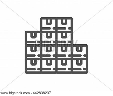 Wholesale Inventory Line Icon. Warehouse Boxes Sign. Logistic Goods Symbol. Quality Design Element. 