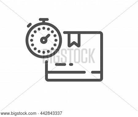 Cardboard Box Line Icon. Warehouse Parcel Sign. Inventory Package Timer Symbol. Quality Design Eleme