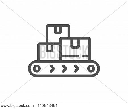 Wholesale Goods Line Icon. Warehouse Boxes Belt Sign. Logistic Inventory Symbol. Quality Design Elem