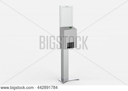 Disinfection Automatic Hand Gel Infrared Electronic Sanitizer Dispenser Stand. 3d illustration