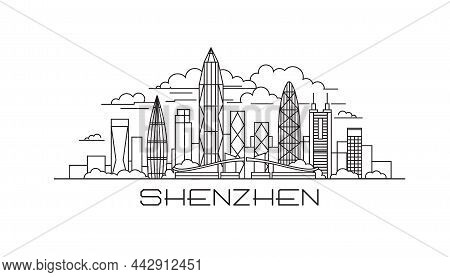 Shenzhen Line Style Poster, Banner, Postcard, Card For Travel Company, T-shirt, Shirt. Shenzhen Cart