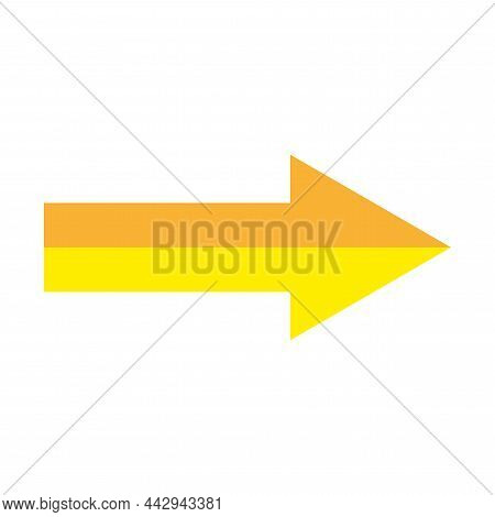 Yellow Arrow Right Icon. Realistic Design. Direction Cursor Sign. Navigation Concept. Vector Illustr