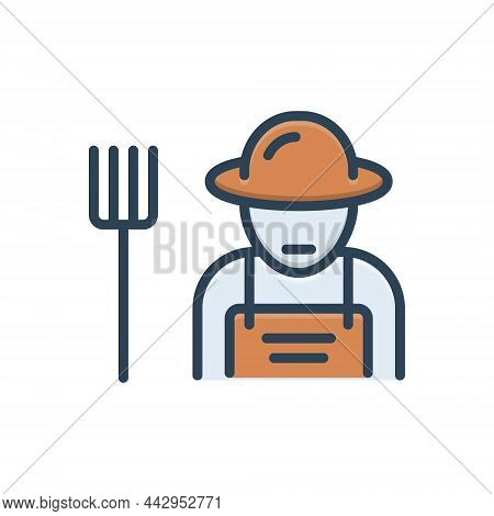 Color Illustration Icon For Farmer Peasant Agriculturist Husbandman Grain-grower Grower Planter