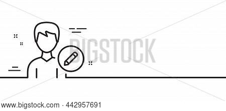 Edit User Line Icon. Profile Avatar With Pencil Sign. Male Person Silhouette Symbol. Minimal Line Il