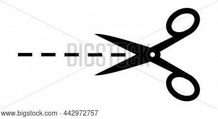 Scissors Icon With Cut Lines, Cut Line Icon Stock Illustration