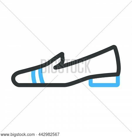 Woman Low Heel Shoe Icon. Editable Bold Outline With Color Fill Design. Vector Illustration.