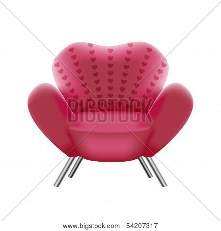 pink armchair on white background