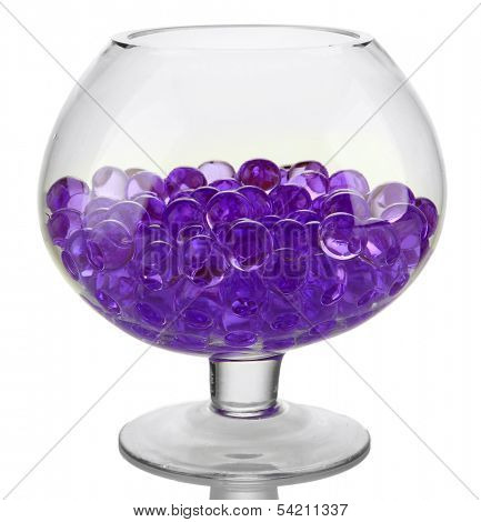 Transparent vase with hydrogel isolated on white