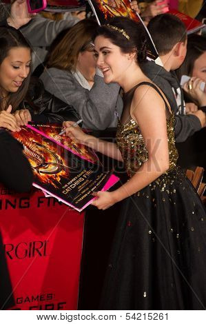 LOS ANGELES, CA - NOVEMBER 18: Actress Isabelle Fuhrman arrives at the premiere of The Hunger Games: Catching Fire at the Nokia Theater in Los Angeles, CA on November 18, 2013
