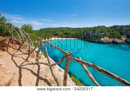 Cala Macarella Ciudadela Menorca turquoise Mediterranean sea in Balearic islands