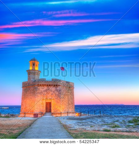 Ciutadella Castell de Sant Nicolas sunset Castillo San Nicolas in Ciudadela Balearic Islands