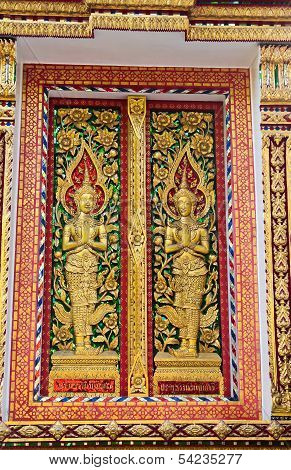 Window Of Wat Phra That Doi Suthep,art Of Thai Style Window At Temple In Thailand
