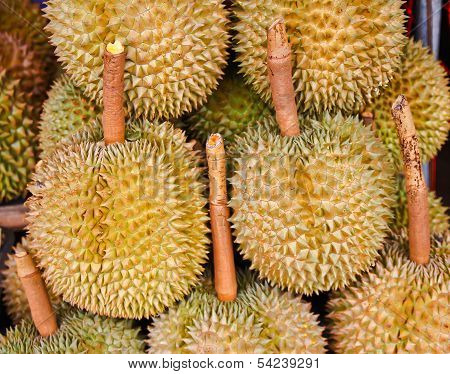 Durian Fruits In The Market, Thai Style Fruit, Thailand