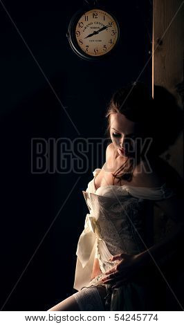 Beautiful Blonde Haired Woman In Bridal Dress