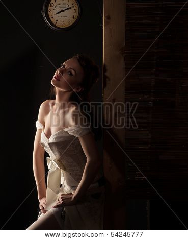 Beautiful Blonde Haired Woman In Bridal Dress