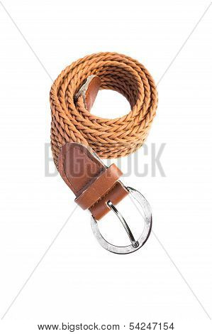 Women brown belt isolated white background