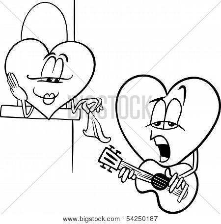 Heart Love Song Cartoon Coloring Page