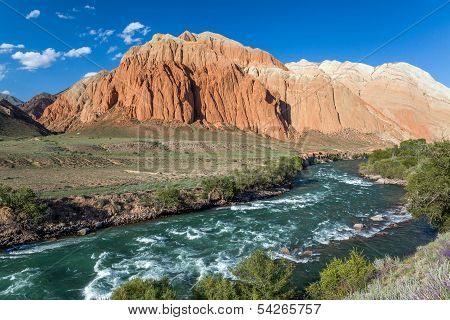 Kekemeren river and rock formations, Kyrgyzstan