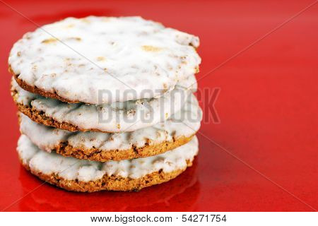 Frosted Cookies On Red