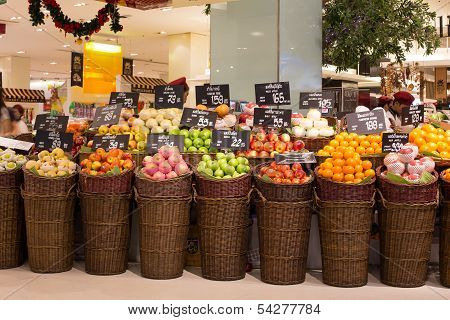 Fruit At A Supermarket Siam Paragon In Bangkok, Thailand.
