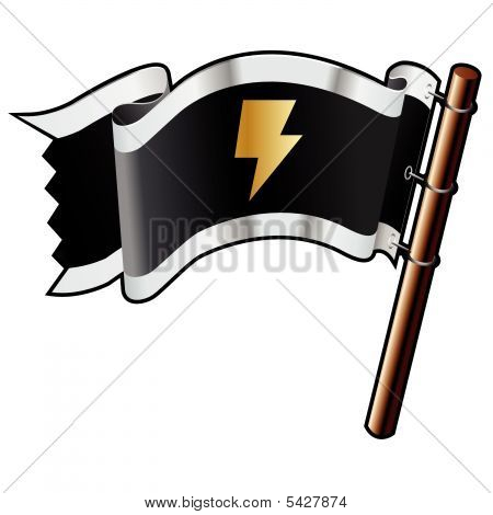 Lightning Bolt ícone na bandeira de pirata