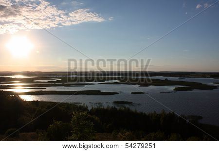 Sunset above the river Sviyaga. Russia