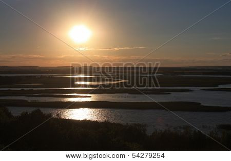 Sunset above the river Sviyaga. Russia