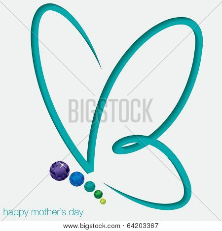 Cut Out Butterfly Card With Gems In Vector Format.