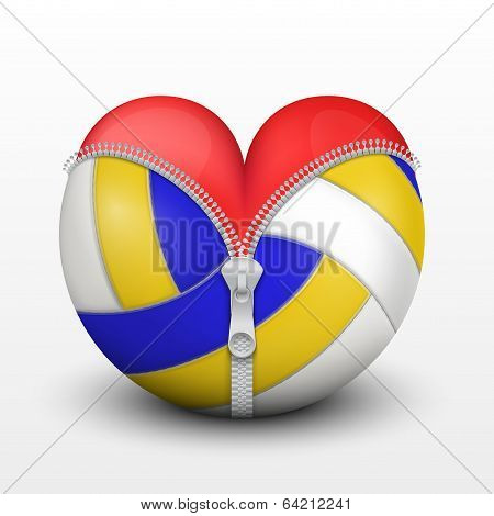 volleyball ball inside a Red heart