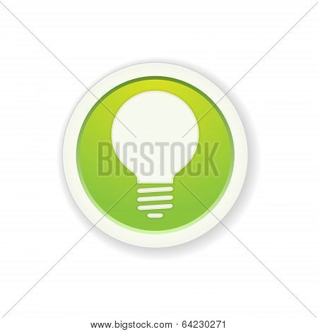 The Green Glossy Circle Button With Light Bulb Pictogram